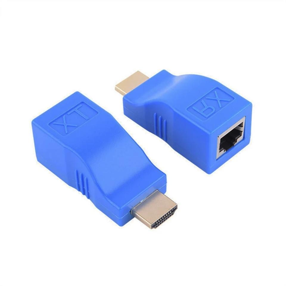 4K HDMI-kompatibler Extender RJ45-Ports Bis zu 30m Über CAT6 5E Netzwerk Ethernet LAN TX RX Adapterkabel HDTV zu RJ45 für DVD PS4