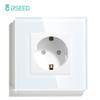 Bseed EU Russia Socket 16A 4 Colors Electric Wall Socket Tempered Glass Crystal Panel Electrical Outlet Home Improvement