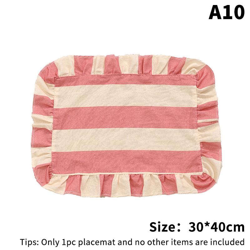 Minimalist Stripe Ruffle Placemat Coffee Table Mat, Baking Food Photography Napkin Home Desktop Decoration&
