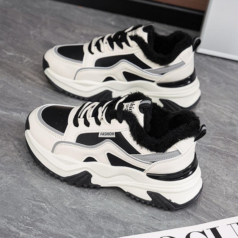 Women's Dad Shoes Plush Insulation Comfortable Sports Shoes Womens Winter Wear-resistant Non Slip Casual Shoes Height Increasing