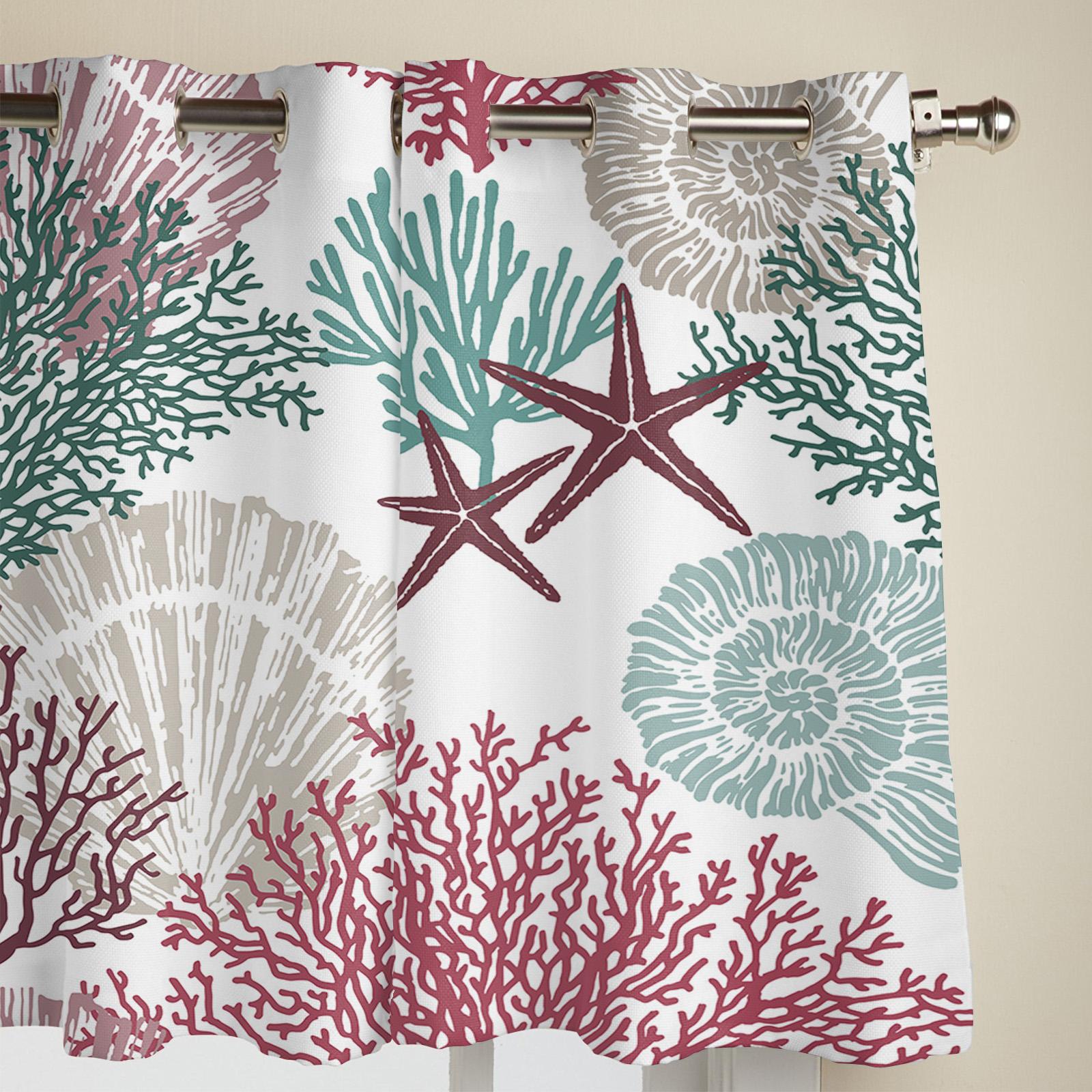 Шторы на окна в виде ракушек из кораллов и морских звезд для гостиной — фото 3