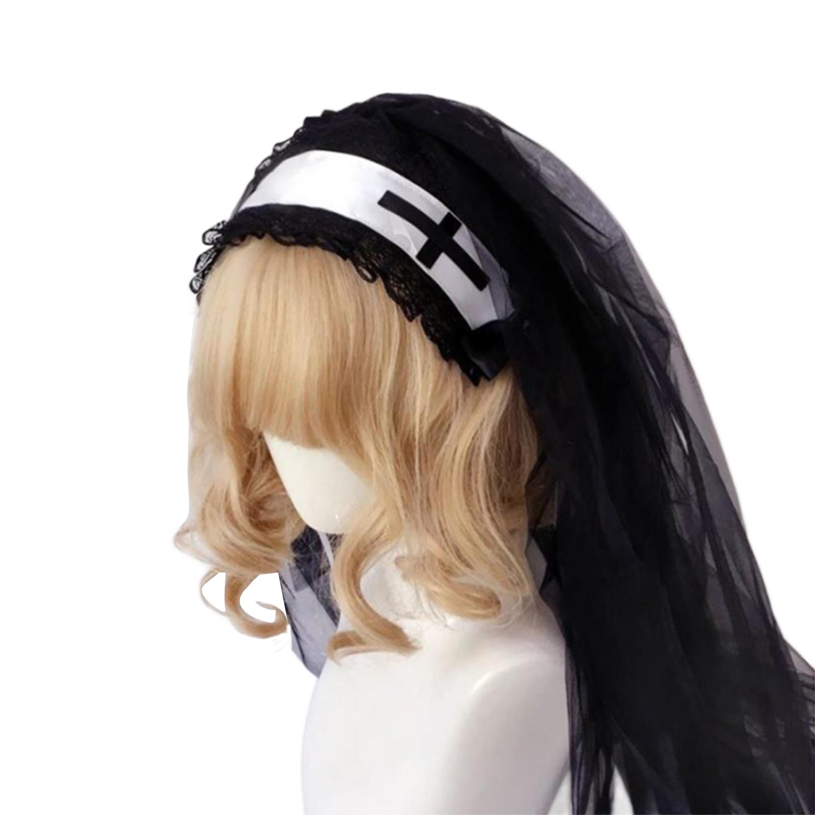 

Cros Headband Lolit Headpiece Halloween Veil With Comb Lolit Hairband Black Lace Veil Lolit Headwear Lolit Headband 1 чёрный
