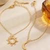 Women Adjustable Bracelet Asymmetrical Sun Moon Design Long Pendant Drop Earrings Face Slimming Jewelry