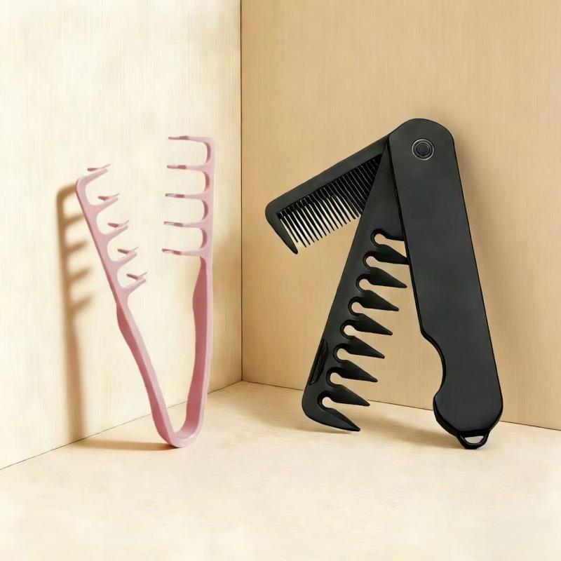 Foldable Hair Comb Wide Tooth Voluminous Texture Design for Thick and Curly Hair Professional Styling At Home