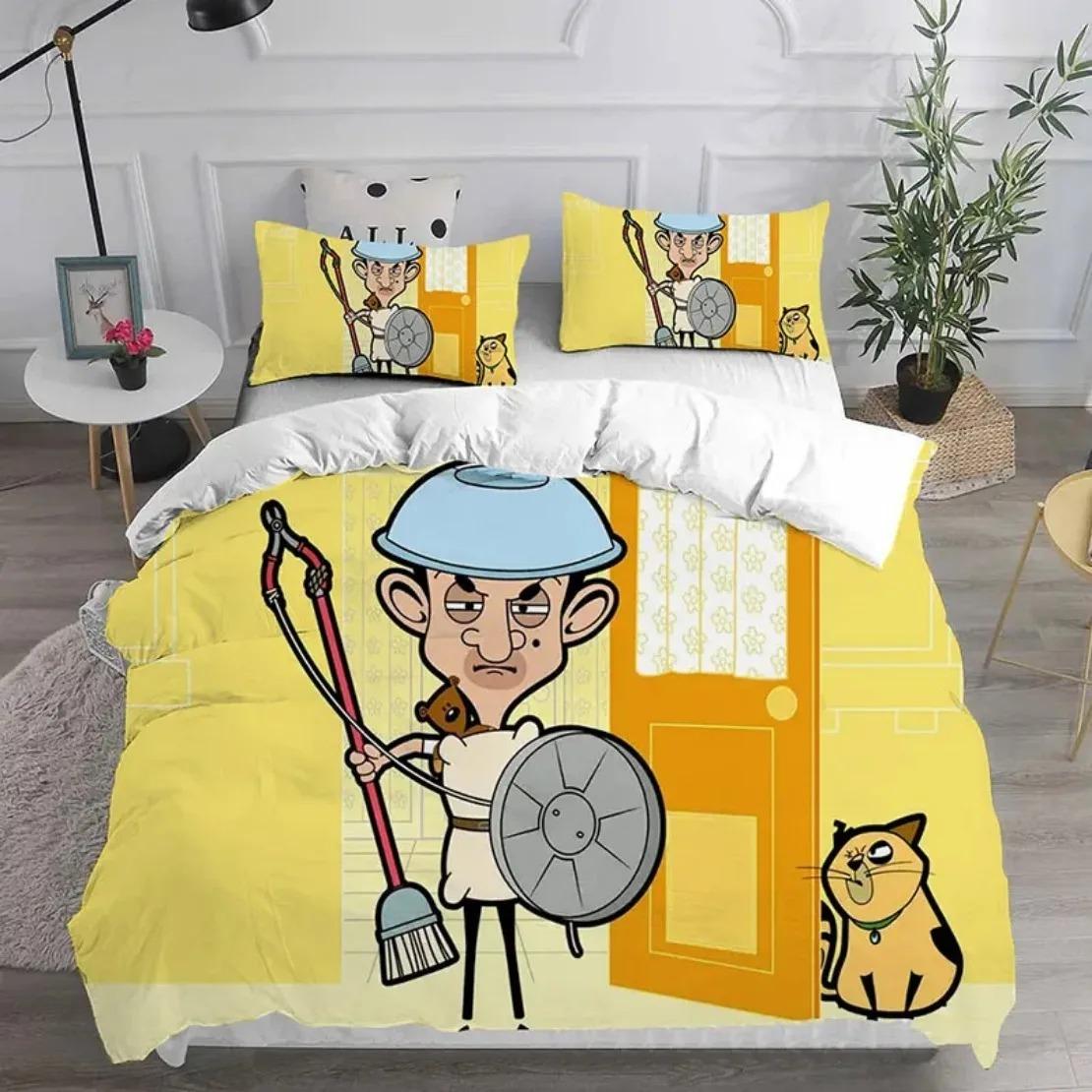 Série Animée M.. Ensembles de literie haricot Couette Couvre-lit Housse de couette Ensembles de taies d'oreiller Décor de chambre à coucher 140x200cm 3pcs