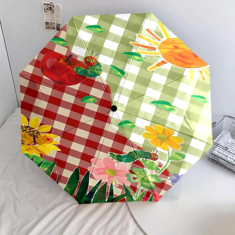 

1 PC Automatic Folding Umbrella - The Very Hungry Caterpillar Pattern, Portable & Foldable Design with 8 Ribs, Christmas Birthday Gifts