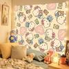 Cute Cartoon Character Tapestry - Kawaii Bow Print Wall Hanging For Girls Bedroom Dorm Decor