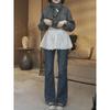 Women's Anti-Light Hoodie & Skirt Set: Autumn/Winter Lace-Trimmed Layered Look with Sweater & Pants for Subtle Coverage.
