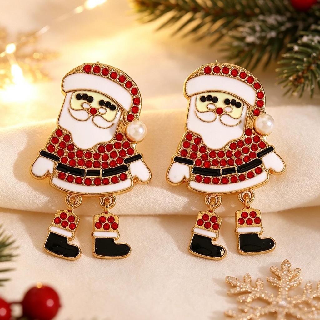 Charming Snowman Pearl Earrings: Elegant, Fashionable Beaded Tassel Studs for Women
