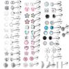 2 Stück/Set Edelstahl Herz Mond Ohrknochen Stecker Schraube Kugel Stecker Ohrringe für Damen Mode Ohr Tragus Knorpel Körperschmuck