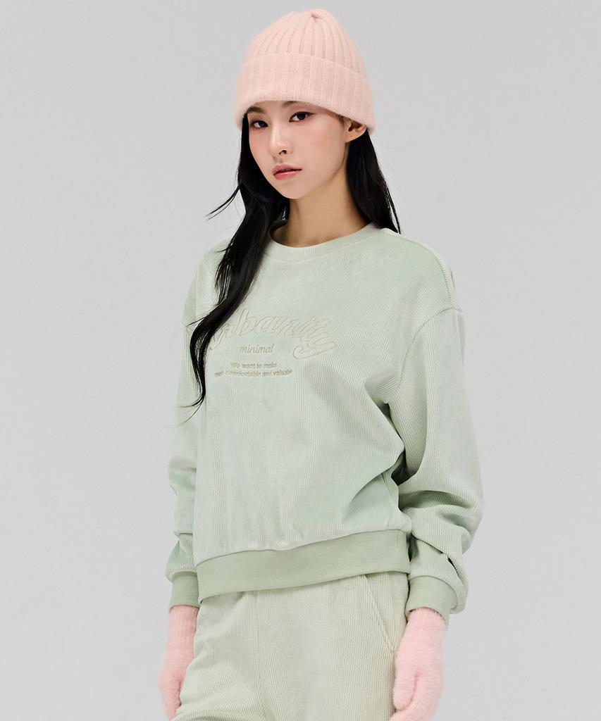 CHASECULT Women'S Brushed Fleece Embroidered Sweatshirt - Mint