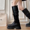 Designer Women Knee High Chelsea Boots Chunky Platform Goth Fad Heeled Shoes 2025 Winter New Casual Woman Mid Heels Long