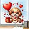 Dog Holding Flowers and Hearts Static Cling Window Stickers No Glue Needed for Bedroom Living Room Balcony Removable Reusable