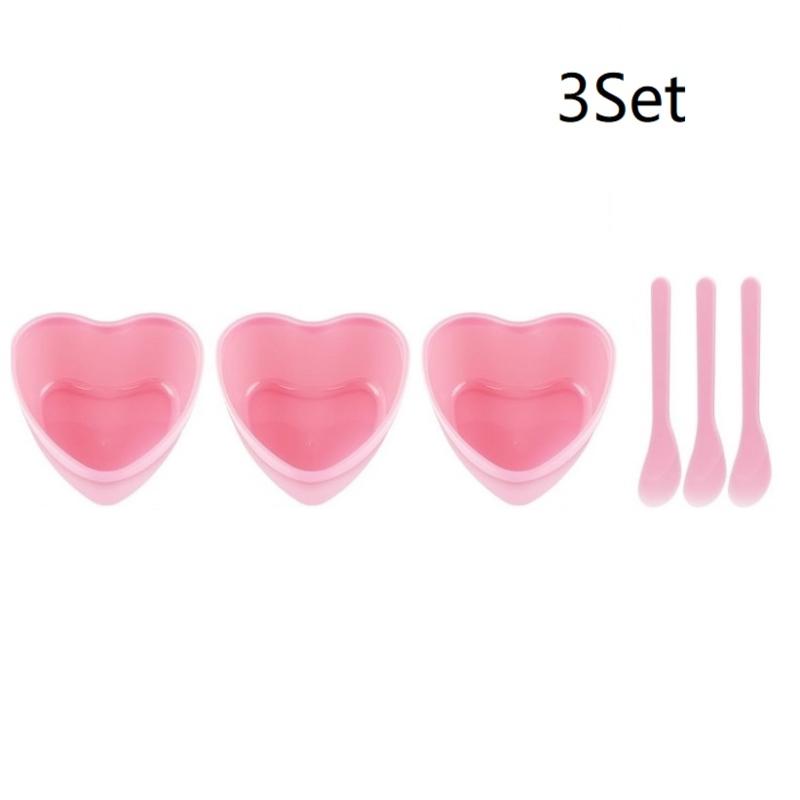 

6/12 Pcs Heart Shaped Facial Mask Mixing Bowl With Scraper Plastic Diy Skin Care Tool, Suitable For Family And Salon 3Set