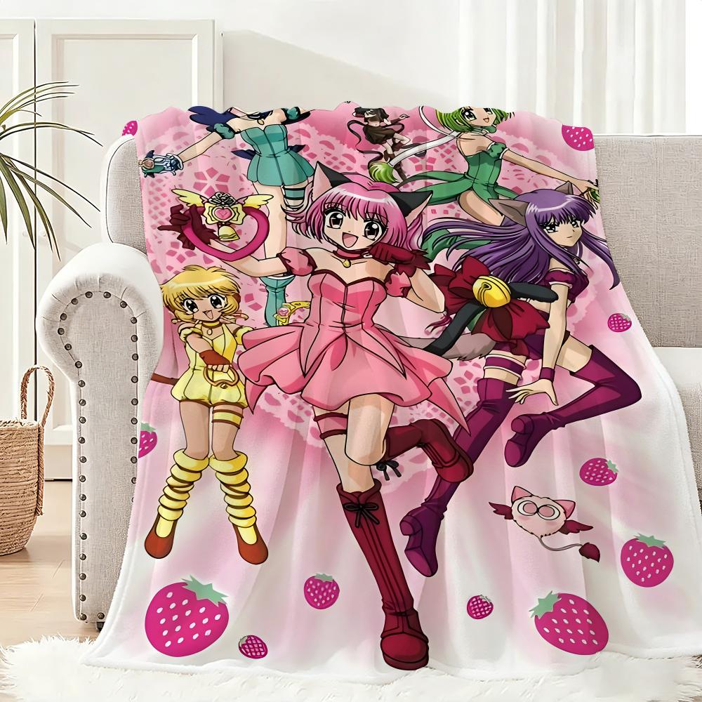 АНIME Tokyo Mew Mew Легкое одеяло 240 г Фланелевое мягкое и приятное для кожи для летнего охлаждения 75x90cm