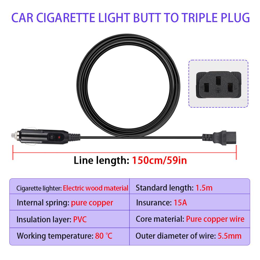 Power Cable 3 Pin Plug with Cigarete Ligthe Male Plug for Car Instant Pot Electric Pressure Cookers Universal