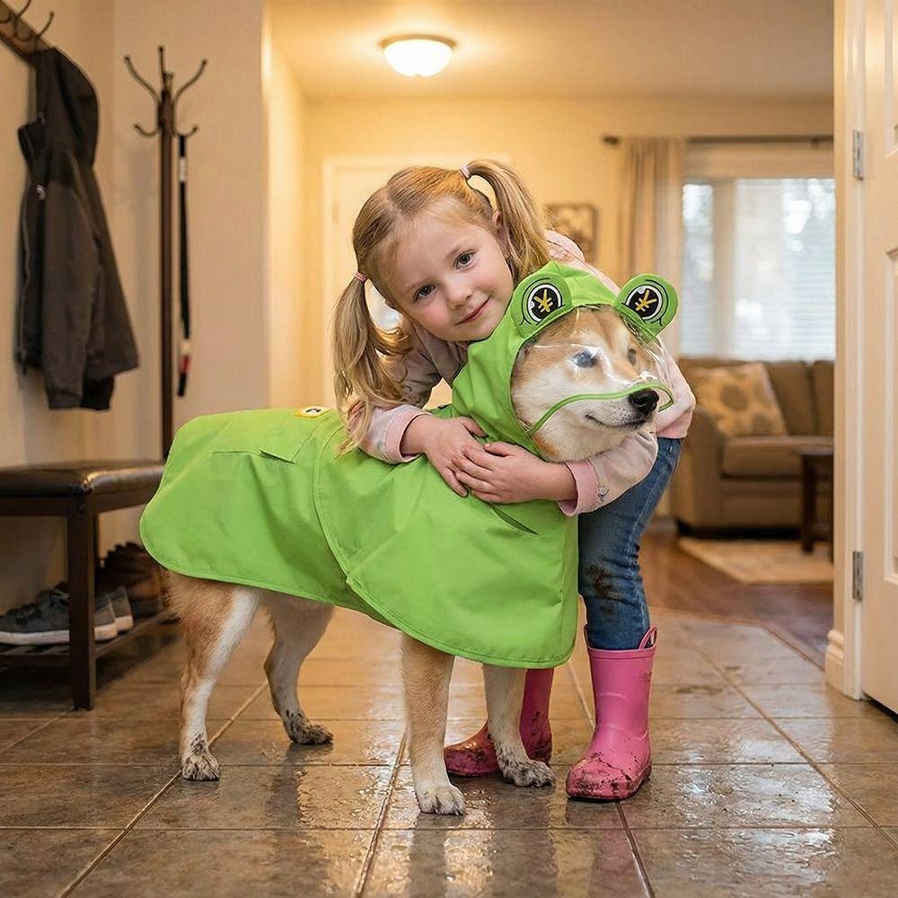 Hooded Design Pet Rain Cloak Dirt-Resistant Dog Rain Jumpsuit Waterproof Rain Jacket  Outdoor Use