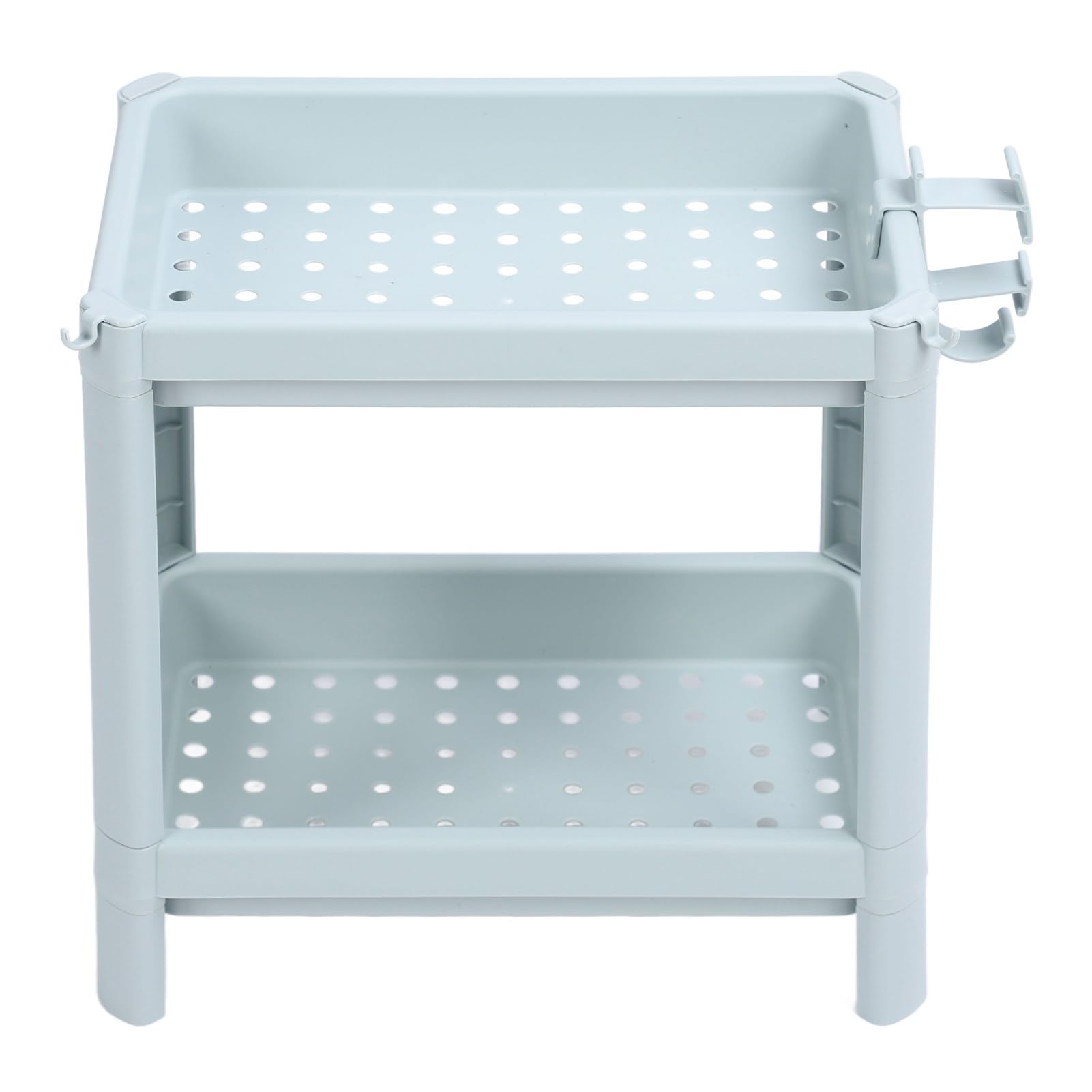 

CDQL Bathroom Floor Storage Shelf, Multi-Tier Storage Tower, Open Shelving Unit, Freestanding Corner Rack, Nordic Blue (2 Tiers)