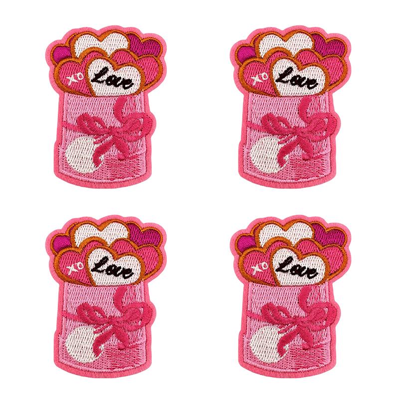 10PCS/lots Valentine's Day Embroidered Patches Pink Love Heart Patch Iron On Patches For Clothing Holiday Decoration Gift DIY