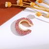Retro Fashion C-Shaped Bling Ear Clips with Colored Diamonds - Trendy No-Pierce Earrings