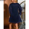 MODIQUE 2025 Summer New Ladies Sexy Elegant Deep V-Neck X-Line Sequin Mesh Cape Sleeve Short Dress
