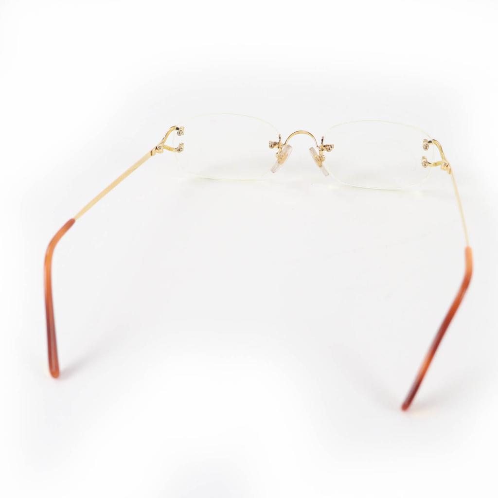 Great Cartier Glasses Rimless Two-Point Eyewear gold Women 135 Used