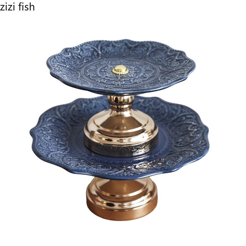 Ceramic High Footed Cake Tray Dessert Plate Cake Stand Display Stand Fruit Plate Dim Sum Dish Snack Bowl Bread Plates