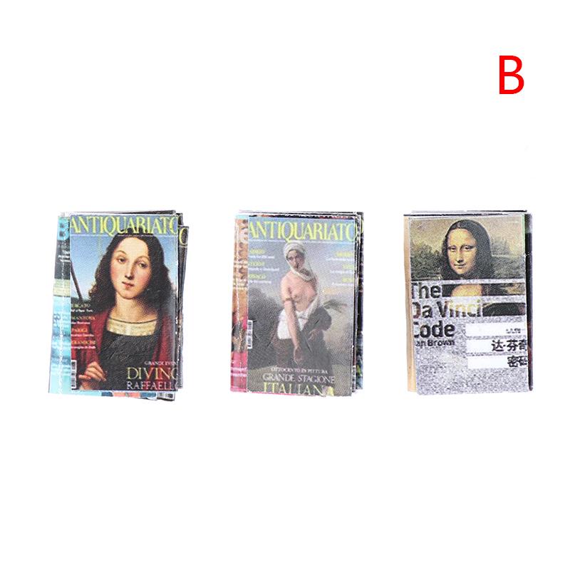 3Pcs/Set 1:12 Dollhouse Miniature Book Mini Magazine Model Accessories Toys