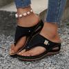 Flip Flops Women's Hollow Out Wedge Summer  Wedge Sandals Clip Toe Orthopedic Sandals Woman Pu Leather Non-Slip Soft Slippers