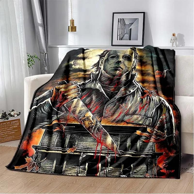 Horror movie character M-Michael Myers Halloween Home Bed Blanket Comfortable Portable Bedroom Sofa Picnic Blanket Gift