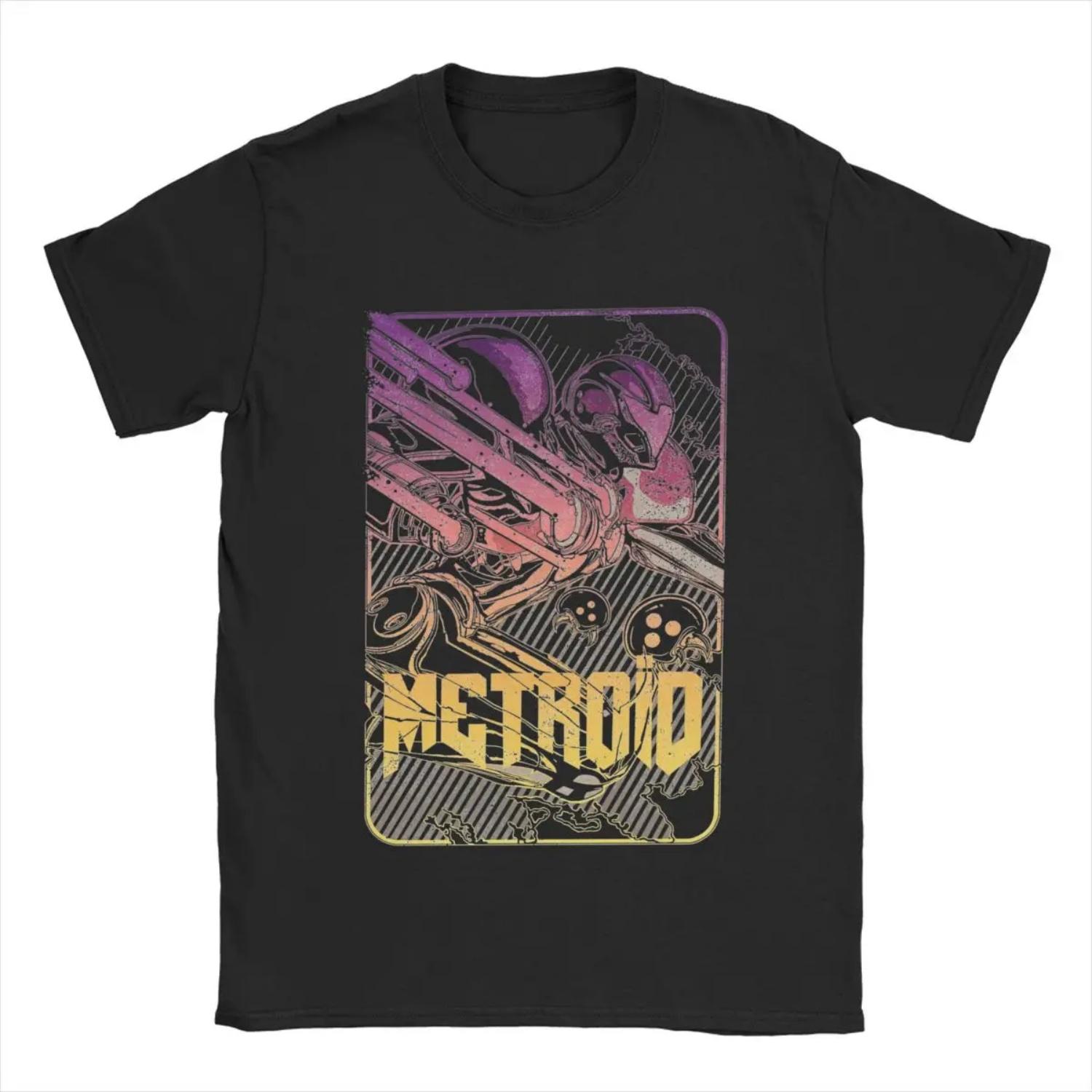 

Men s T-Shirts Super Metroid Funny 100% Cotton Tee Shirt Short Sleeve T Shirt Crew Neck Clothes Classic XXXXXL чорний