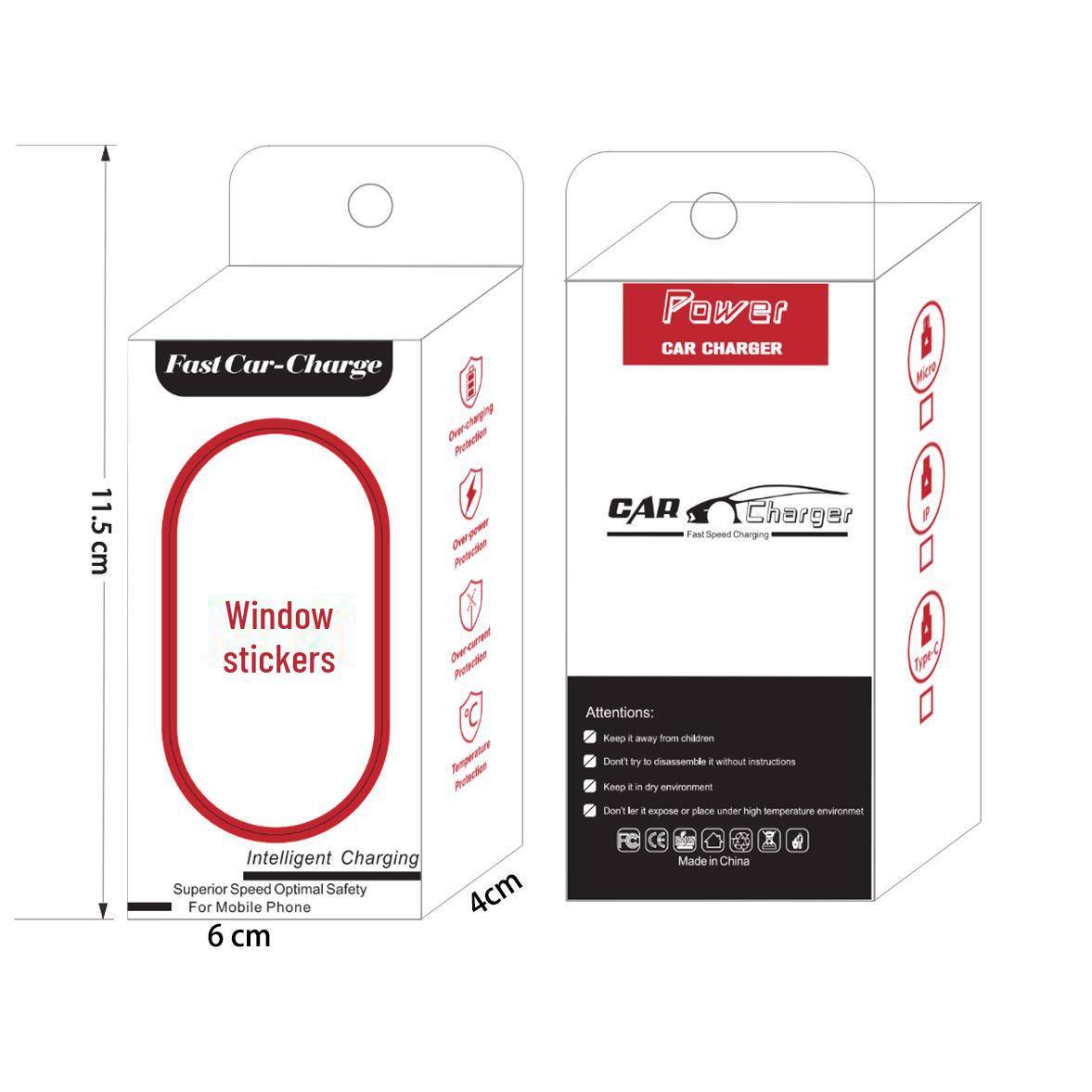 

Швидкий автомобільний зарядний пристрій QC3.0 Dual USB 6A: Міні-адаптер для зарядки телефону один на два Exquisite packaging paper box
