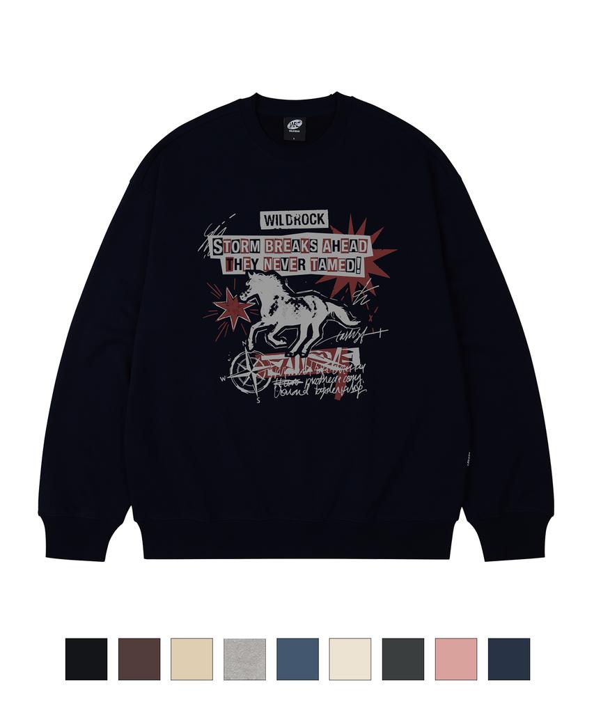 WILDROCK Storm Horse Oversized Sweatshirt_9 Col (B Type)