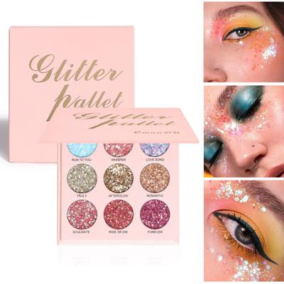 9 Farbtöne Glitzer-Lidschatten Matt und Metallic-Glitzerpuder