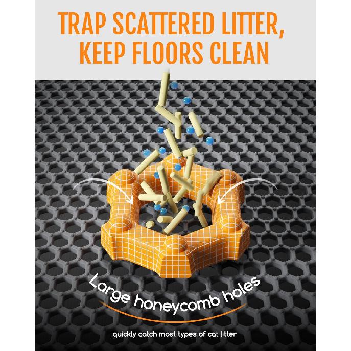 Cat Litter Mat - 23.2" x 14.6" Small Litter Box Mat with Double Layers, Urine-Proof and Non-Slip Litter Trapping Mat, Easy to Clean Kitty Litter Mats