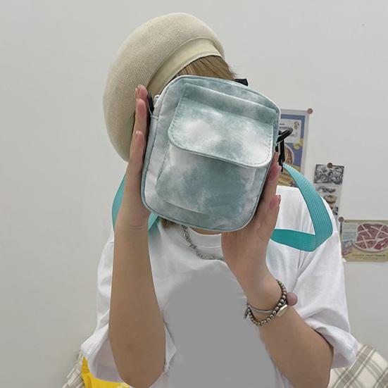 Plátěná crossbody taška s batikovaným vzorem, taška přes rameno s nastavitelným ramenním popruhem, taška na telefon, crossbody peněženka pro každodenní život, cestování, ulici