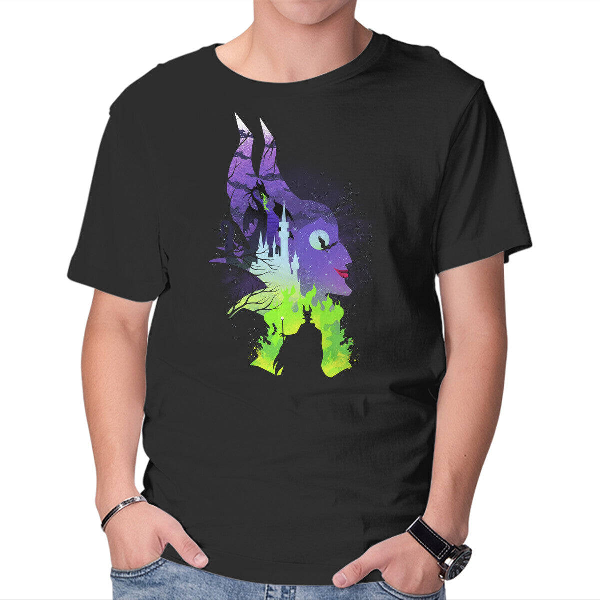 Unisex Crew Neck T-Shirt The Witch Landscape Graphic Short Sleeve Casual Tee XXL