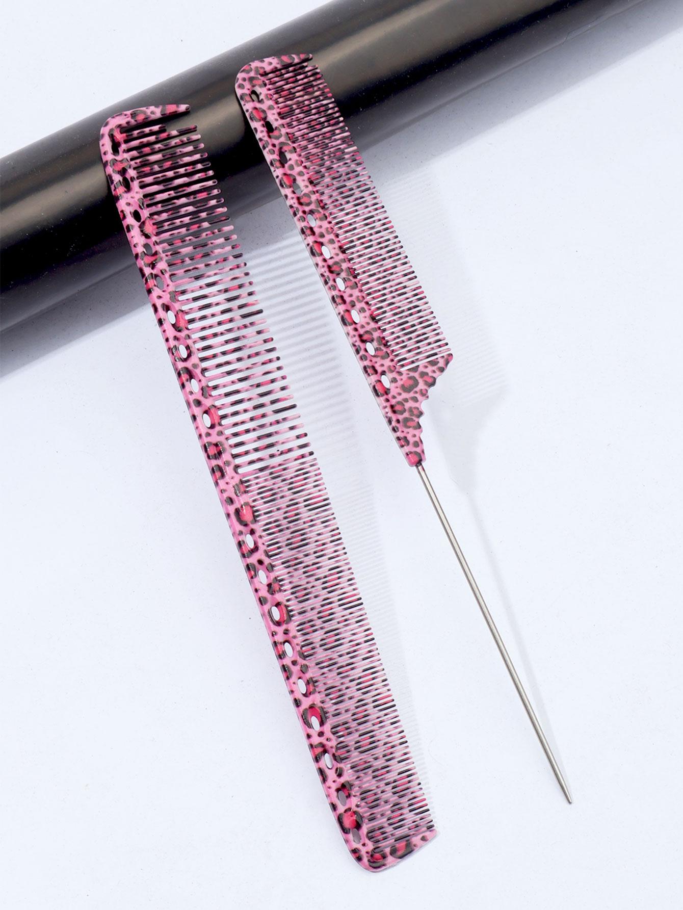 

2-Pack Unisex Styling Comb Set, Multi-Function Hairdressing Tools, Durable ABS Plastic, Colorful Pattern Design