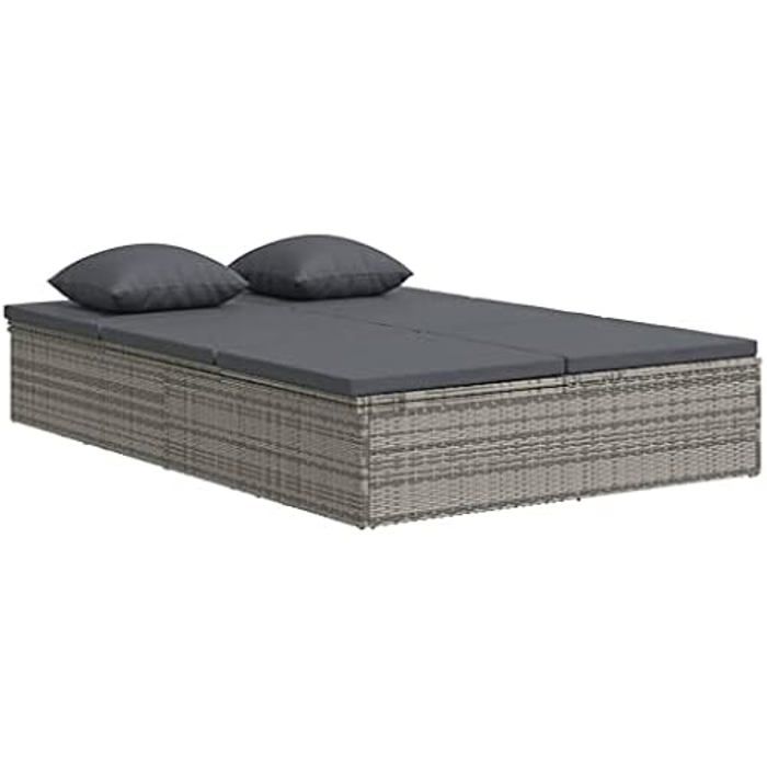 Sunbed - VIDAXL - Convertible - Woven Resin - Dark Grey - Folding and Fade-resistant