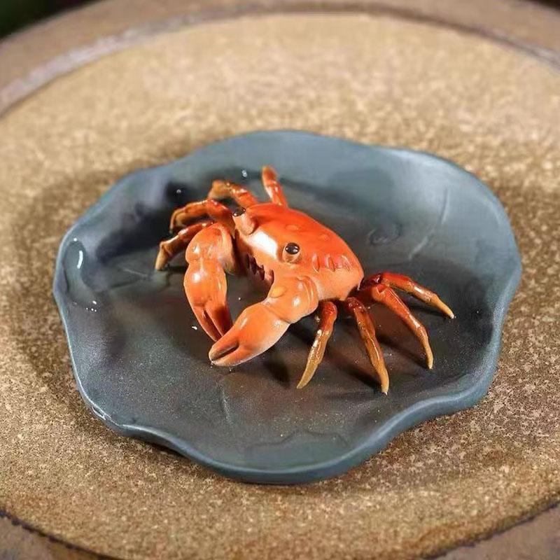 Purple Clay Tea Pet Model Crab Tea Pet Color Changing Figurine Yoga Room Shelf Table Decoration Decorative Clay Tea Pet