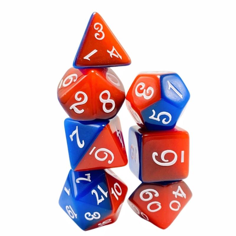 7 Pieces Multi-Sided Acrylic Dices Set Polyhedral Dices Double Color Table Game Dices Easy to Read Number Durable
