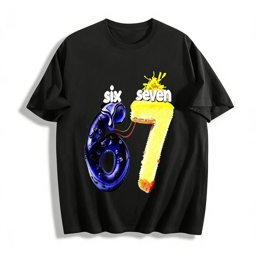 Fun Number 67 Graphic Print Casual Top Pure cotton T-shirt XXS