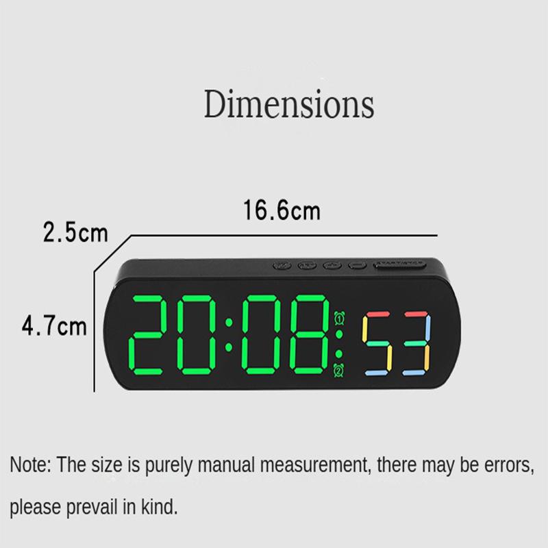 Voice control digital alarm clock with date temperature display night mode count 12/24 hour home living room decoration clock