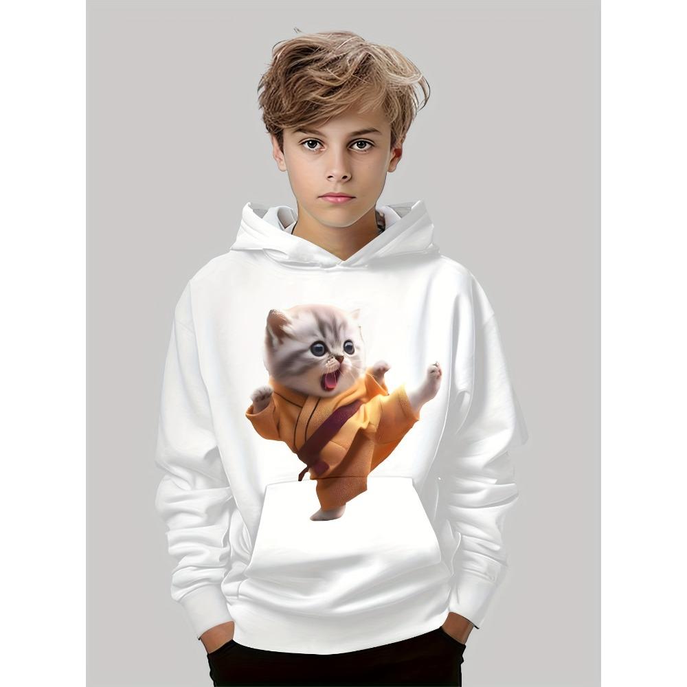 Funny 3d Print Children's Clothing Hoodies Long Sleeve Men Sweatshirt Cartoon Boys Leisure Fashion Cat Print Girls' Hoodie