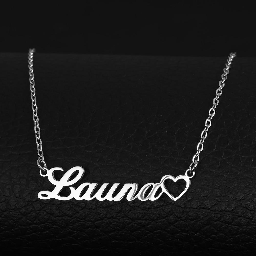 Collana Personalizzata DIY con Nome e Cuore per Donna Ragazza Colore Oro Acciaio Inossidabile Regalo Compleanno Anniversario Gioiello Mamma Personalizzazione