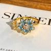 Heavy‑Craft Medieval Vintage Stack‑Wear Open Ring Chunjian Three‑Flower New Chinese Enamel Flower Zircon Adjustable Fashion Jewelry