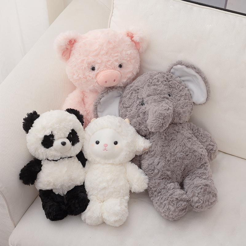 Kawaii White Sheep Pink Pig Panda Elephant Plush Doll Soft Stuffed Lamb Plushie Toy Cute Gift For Kid Birthday
