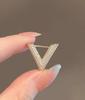 Simple Minimalist Crystal Letter V Brooch Pin for Women Men Rhinestone Triangle Brooches Pins Collar Accessories