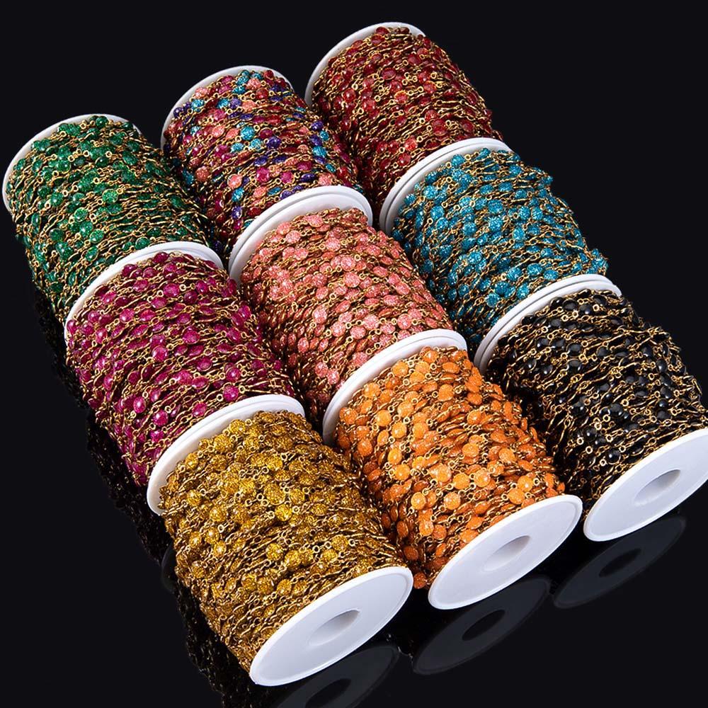 1m Stainless Steel Powdered Chain Jewelry Making Colorful Enamel Chains Bulk for DIY Bracelet Necklace Jewelry Chains Findings