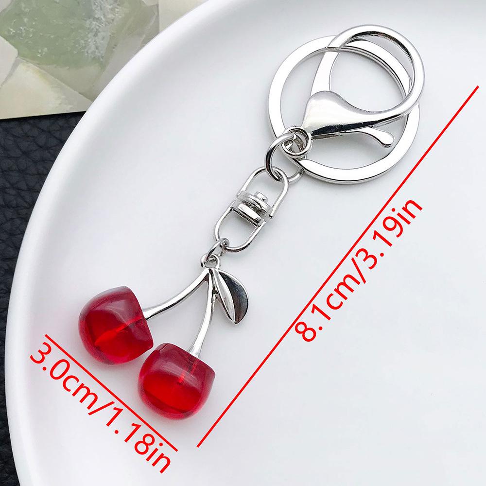 Enamel Red Cherry Pearl Keychain Ornament